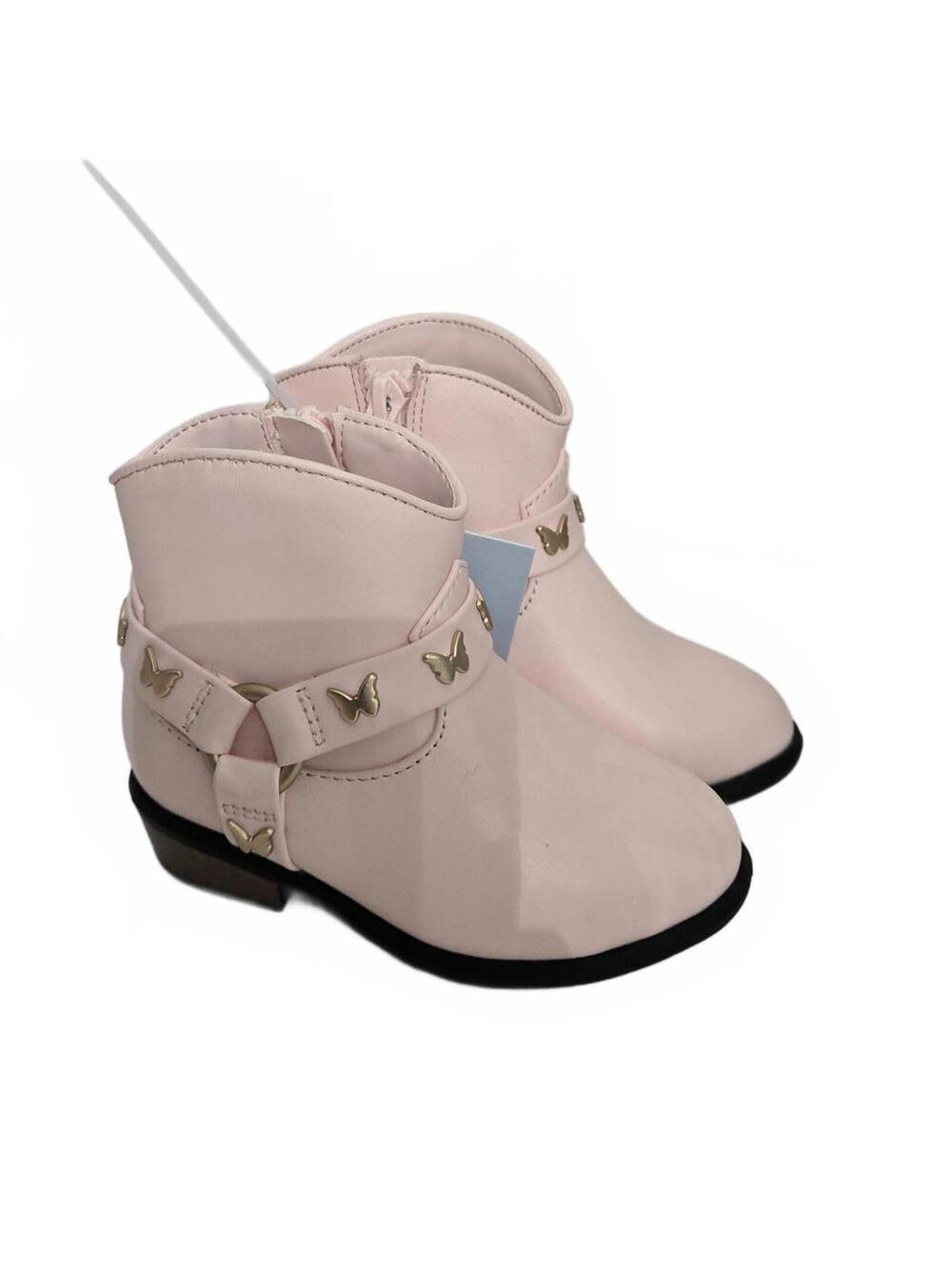 Toddler Girls Size 6 Peach Pink Butterfly Harness Ankle Boots Western Booties